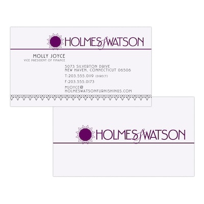 Custom 1-2 Color Business Cards, White 14 pt. Uncoated, Flat Print, 2 Custom Inks, 2-Sided, 250/PK