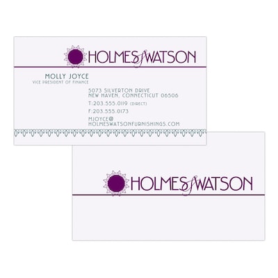 Custom 1-2 Color Business Cards, White 14 pt. Uncoated, Flat Print, 1 Standard & 1 Custom Inks, 2-Si