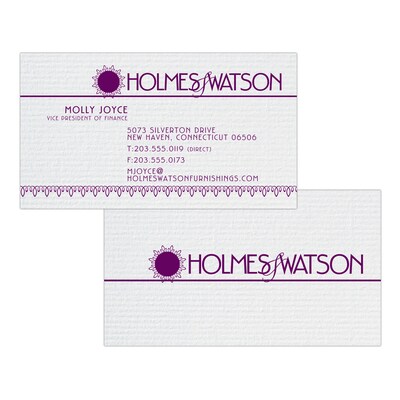 Custom 1-2 Color Business Cards, CLASSIC® Laid Solar White 120#, Flat Print, 1 Custom Ink, 2-Sided,