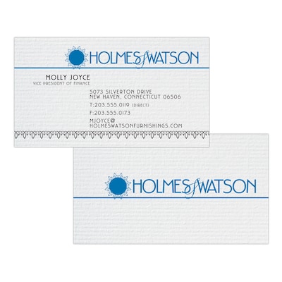 Custom 1-2 Color Business Cards, CLASSIC® Laid Solar White 120#, Flat Print, 2 Standard Inks, 2-Side
