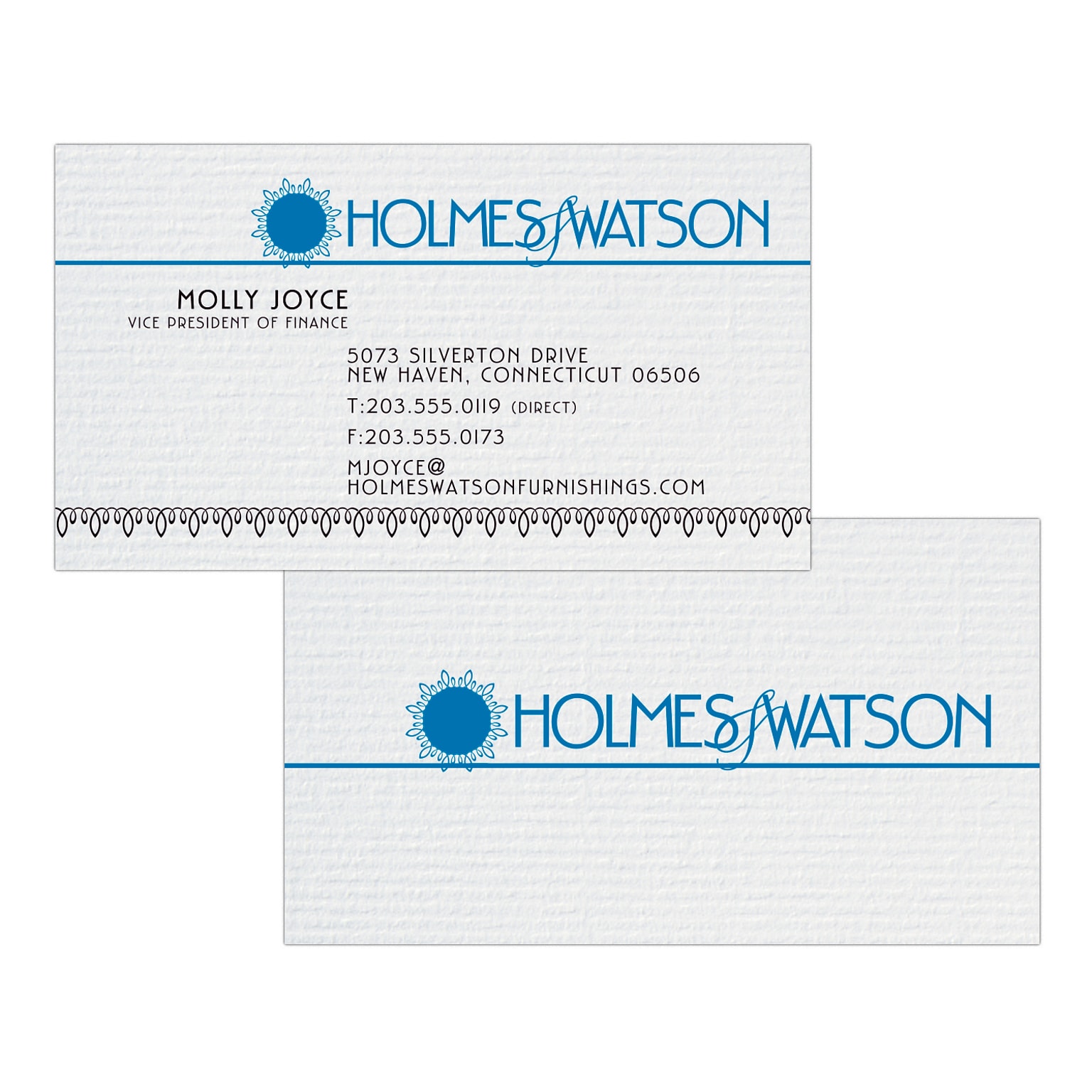 Custom 1-2 Color Business Cards, CLASSIC® Laid Solar White 120#, Flat Print, 2 Standard Inks, 2-Sided, 250/PK