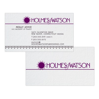 Custom 1-2 Color Business Cards, CLASSIC® Laid Solar White 120#, Flat Print, 1 Standard & 1 Custom I