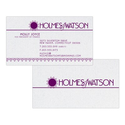 Custom 1-2 Color Business Cards, CLASSIC CREST® Smooth Whitestone 80#, Flat Print, 1 Custom Ink, 2-S