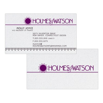 Custom 1-2 Color Business Cards, CLASSIC CREST® Smooth Whitestone 80#, Flat Print, 1 Standard & 1 Cu