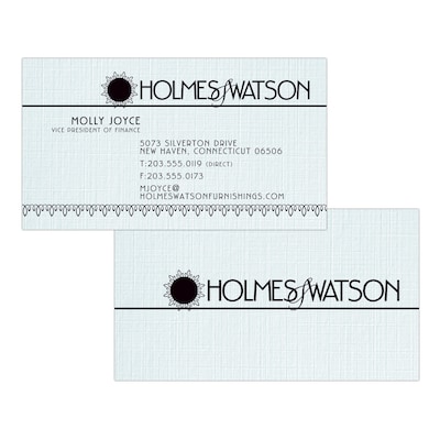 Custom 1-2 Color Business Cards, CLASSIC® Linen Haviland Blue 80#, Flat Print, 1 Standard Ink, 2-Sid