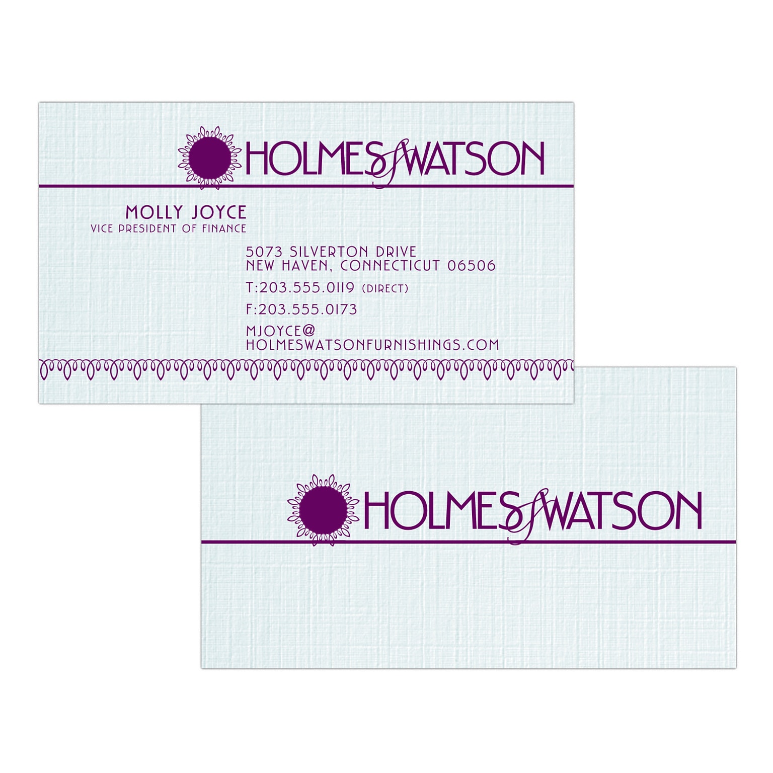 Custom 1-2 Color Business Cards, CLASSIC® Linen Haviland Blue 80#, Flat Print, 1 Custom Ink, 2-Sided, 250/PK
