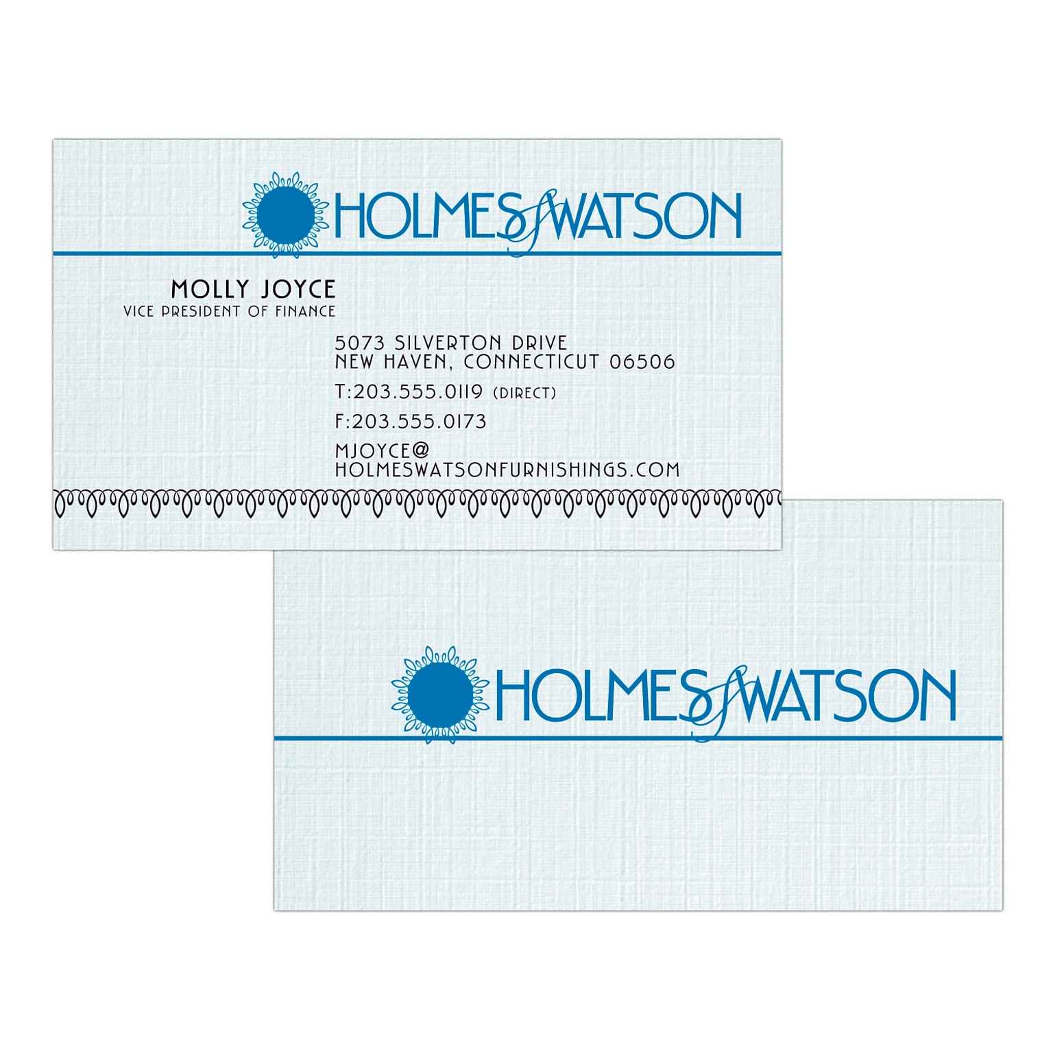Custom 1-2 Color Business Cards, CLASSIC® Linen Haviland Blue 80#, Flat Print, 2 Standard Inks, 2-Sided, 250/PK
