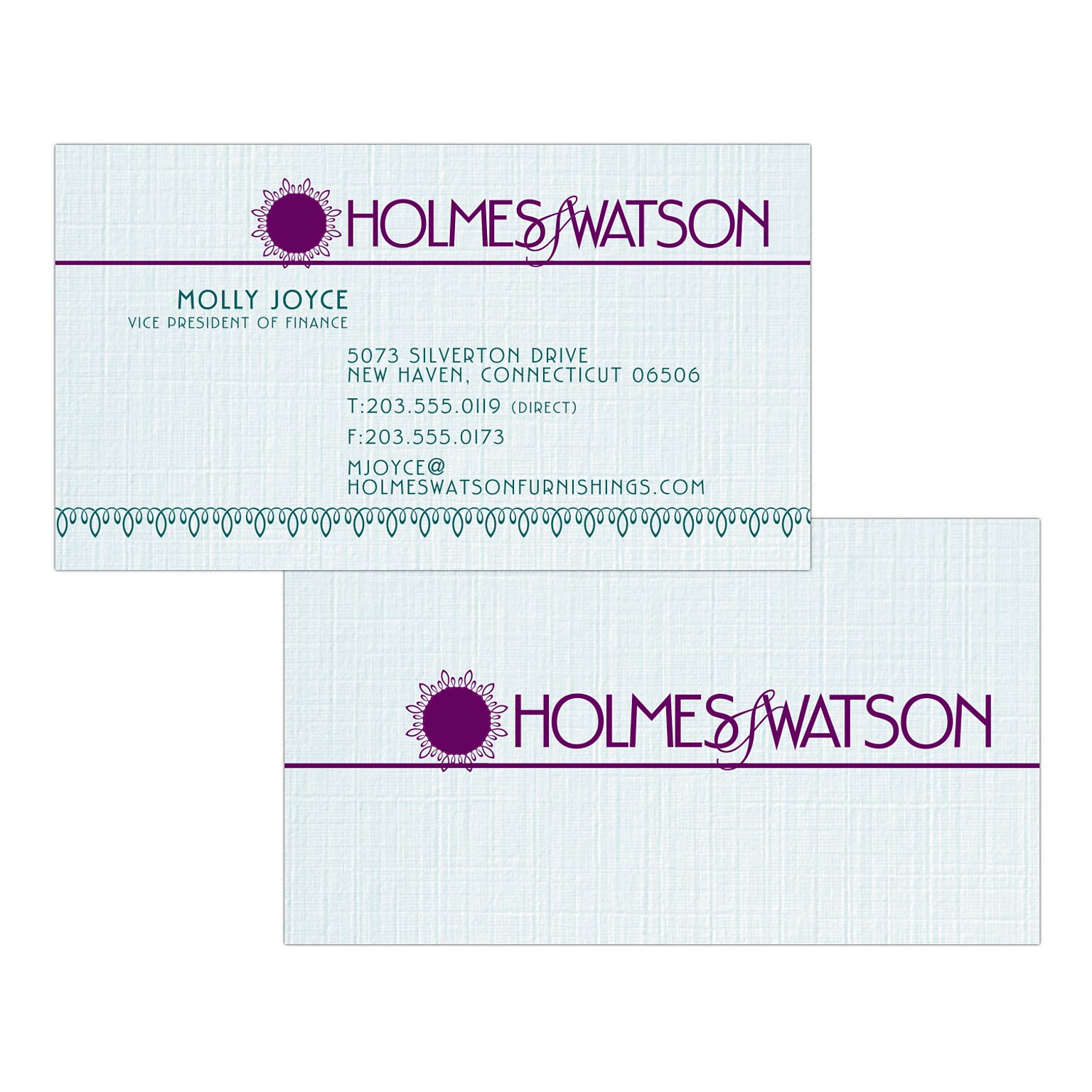 Custom 1-2 Color Business Cards, CLASSIC® Linen Haviland Blue 80#, Flat Print, 2 Custom Inks, 2-Sided, 250/PK