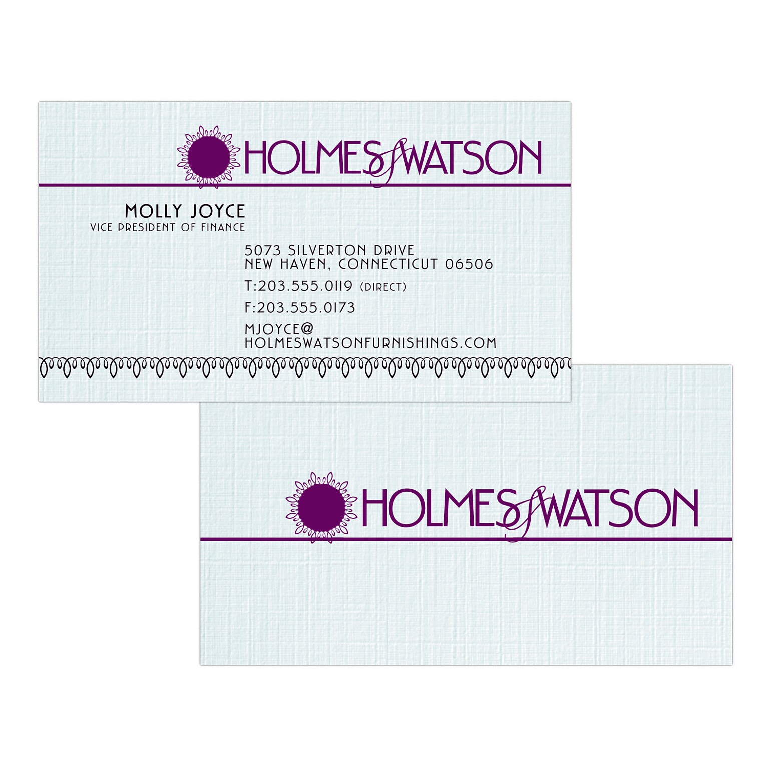 Custom 1-2 Color Business Cards, CLASSIC® Linen Haviland Blue 80#, Flat Print, 1 Standard & 1 Custom Inks, 2-Sided, 250/PK
