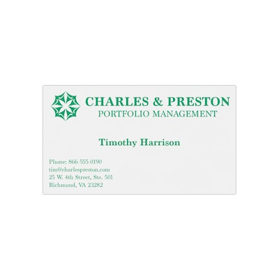 Custom 1-2 Color Business Cards, White Vellum 80#, Flat Print, 1 Standard Ink, 1-Sided, 250/PK
