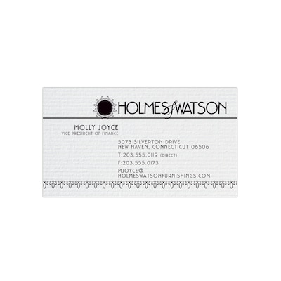 Custom 1-2 Color Business Cards, CLASSIC® Laid Solar White 80#, Flat Print, 1 Standard Ink, 1-Sided,