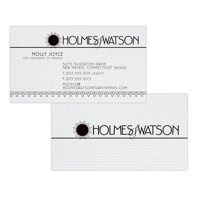 Custom 1-2 Color Business Cards, CLASSIC® Laid Solar White 80#, Flat Print, 1 Standard Ink, 2-Sided,