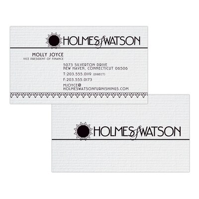 Custom 1-2 Color Business Cards, CLASSIC® Laid Solar White 80#, Flat Print, 1 Standard Ink, 2-Sided,