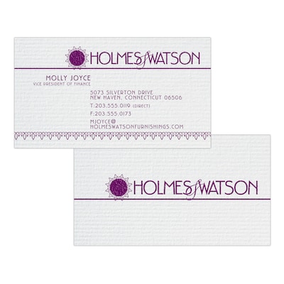 Custom 1-2 Color Business Cards, CLASSIC® Laid Solar White 80#, Raised Print, 1 Custom Ink, 2-Sided,