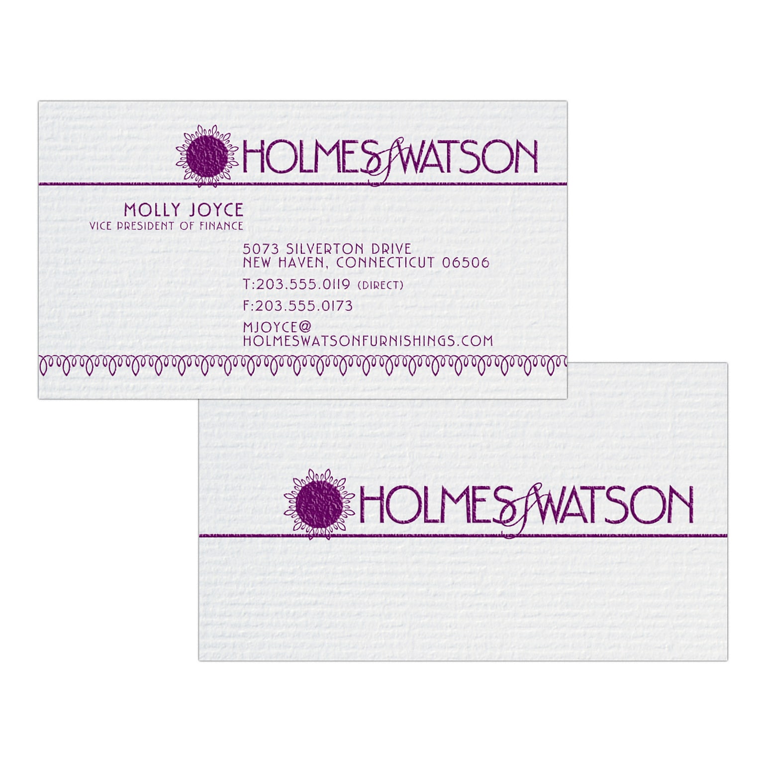 Custom 1-2 Color Business Cards, CLASSIC® Laid Solar White 80#, Raised Print, 1 Custom Ink, 2-Sided, 250/PK
