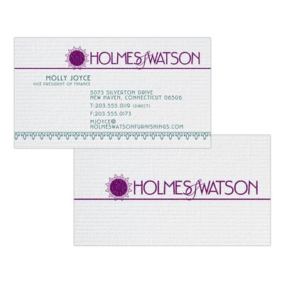 Custom 1-2 Color Business Cards, CLASSIC® Laid Solar White 80#, Raised Print, 2 Custom Inks, 2-Sided