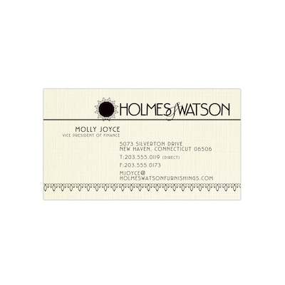 Custom 1-2 Color Business Cards, CLASSIC® Linen Baronial Ivory 80#, Flat Print, 1 Standard Ink, 1-Si