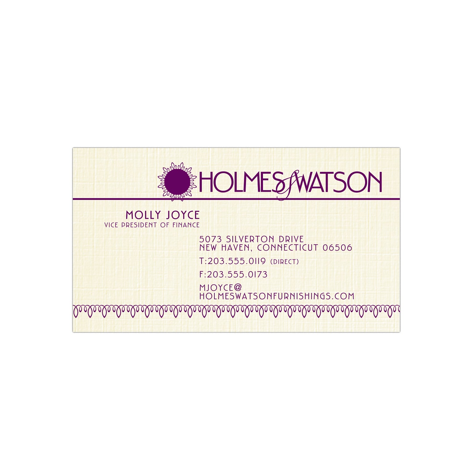 Custom 1-2 Color Business Cards, CLASSIC® Linen Baronial Ivory 80#, Flat Print, 1 Custom Ink, 1-Sided, 250/PK