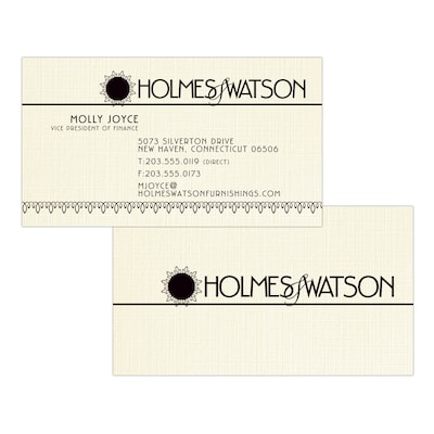 Custom 1-2 Color Business Cards, CLASSIC® Linen Baronial Ivory 80#, Flat Print, 1 Standard Ink, 2-Si