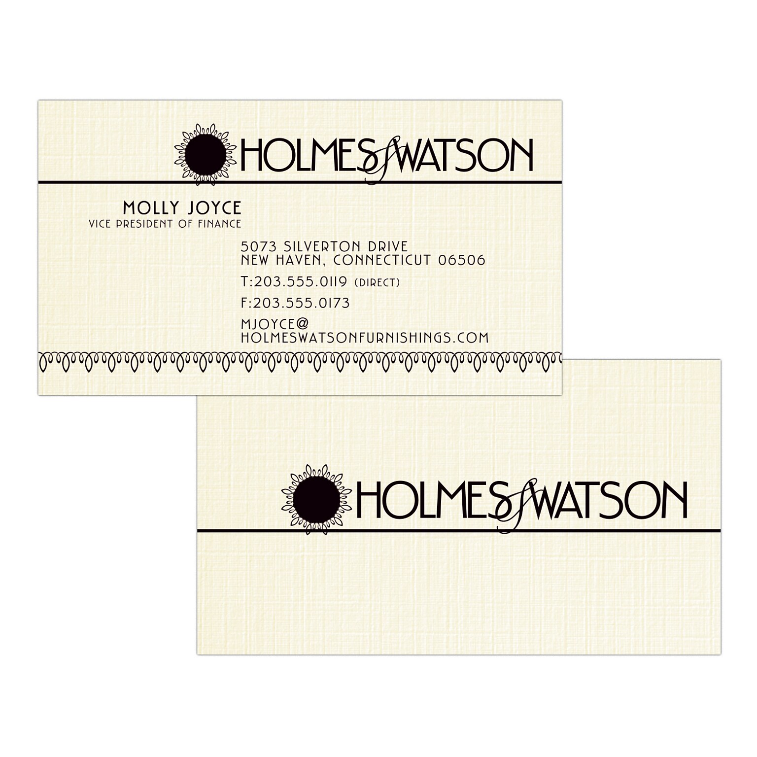 Custom 1-2 Color Business Cards, CLASSIC® Linen Baronial Ivory 80#, Flat Print, 1 Standard Ink, 2-Sided, 250/PK
