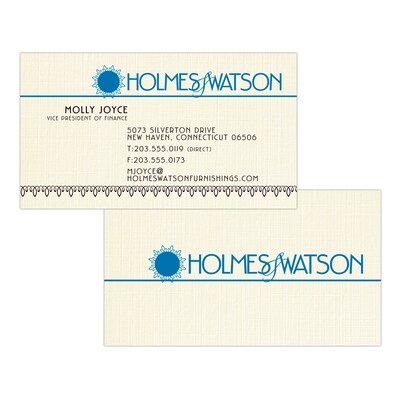 Custom 1-2 Color Business Cards, CLASSIC® Linen Baronial Ivory 80#, Flat Print, 2 Standard Inks, 2-S