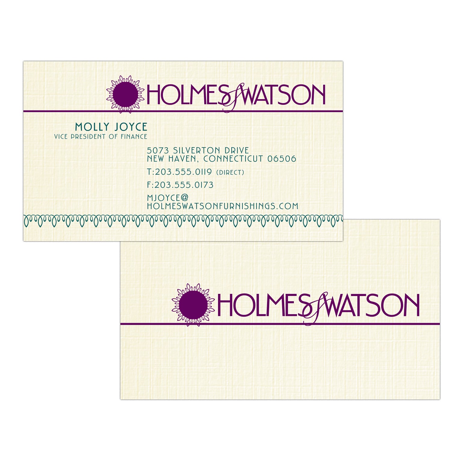 Custom 1-2 Color Business Cards, CLASSIC® Linen Baronial Ivory 80#, Flat Print, 2 Custom Inks, 2-Sided, 250/PK