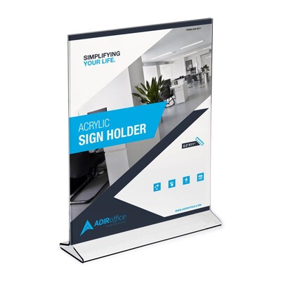 AdirOffice Sign Holder, 8.5 x 11, Clear Acrylic, 6/Pack (639-8511-6-TL)