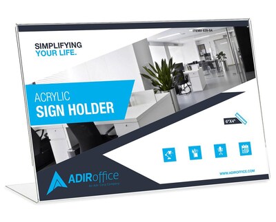 AdirOffice Sign Holder, 4 x 6, Clear Acrylic, 3/Pack (639-64-3)