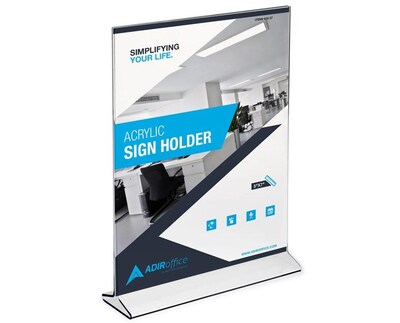 AdirOffice Sign Holder, 8.5 x 11, Clear Acrylic, 3/Pack (639-8511-3-TS)
