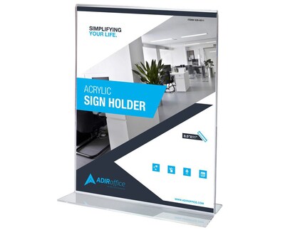 AdirOffice Sign Holder, 8.5" x 11", Clear Acrylic, 6/Pack (639-8511-6-TS)