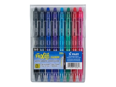 Pilot FriXion Clicker Retractable Gel Pens, Fine Point, Assorted Color Inks, 8/Pack (FXCC8002F-P)