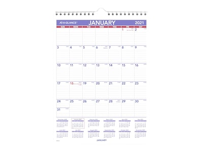 2021 AT-A-GLANCE 11 x 8 Mini Wall Calendar, White (PM128)
