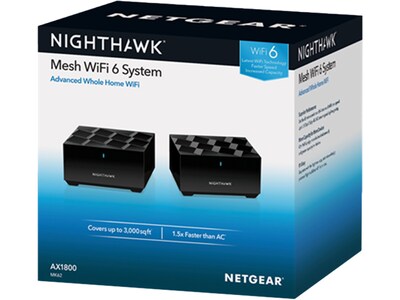 NETGEAR Nighthawk AX1800 Dual Band Mesh WiFi 6 System, 2-Pack (MK62)