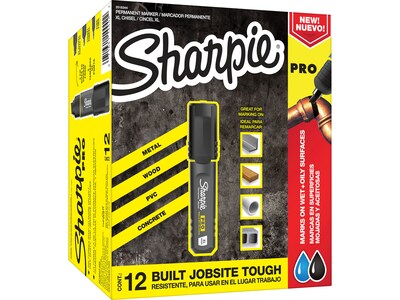 Sharpie PRO XL Permanent Markers, Chisel Tip, Black, 12/Pack (2018344)