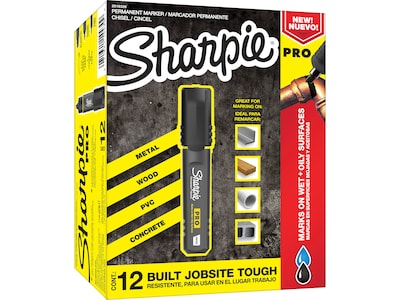 Sharpie PRO Permanent Markers, Chisel Tip, Black, 12/Pack (2018326A)