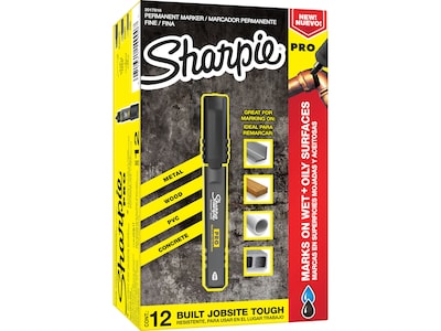 Sharpie PRO Permanent Markers, Fine Tip, Black, 12/Pack (2017818)