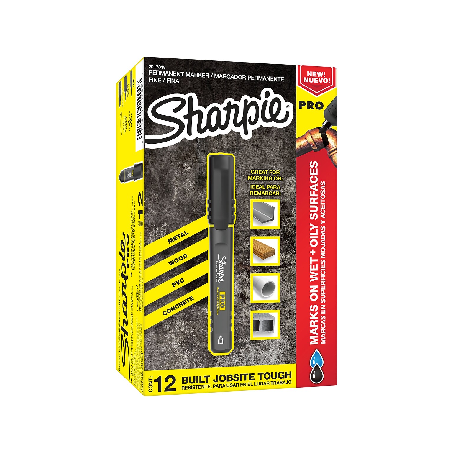 Sharpie PRO Permanent Markers, Fine Tip, Black, 12/Pack (2017818)