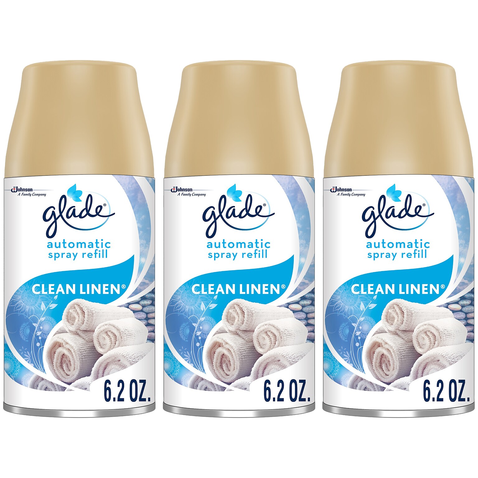 Glade Automatic Aerosol Air System Refill, Clean Linen, 6.2 Oz., 3/Pack (313810)