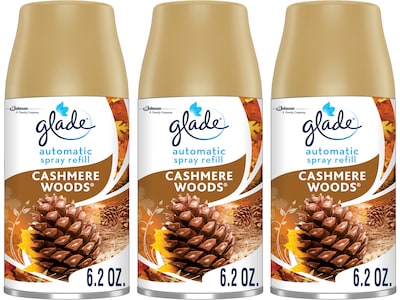 Glade Automatic Aerosol Air System Refill, Cashmere Woods, 6.2 Oz., 3/Pack (313811)