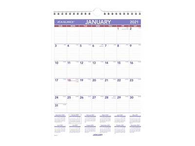 2021 AT-A-GLANCE 22.75 x 15.5 Wall Calendar, White (PM3-28-21)