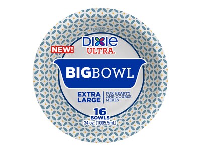 Dixie Ultra Big Bowl Paper Standard, 34 Oz., Multicolor, 16/Pack (16223/01C)