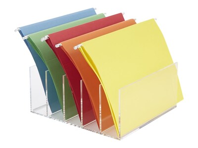 Mind Reader Foundation Collection 5-Compartment Acrylic File Organizer, Clear (A5CFILE-CLR)