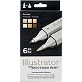 Crafters Companion Spectrum Noir™ Illustrator Twin Tip Markers, Portrait, 6/Package (SPECN-IL-POR)