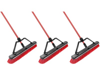 Libman Multi-surface 24 Push Broom, Red, 3/Pack (1230003)