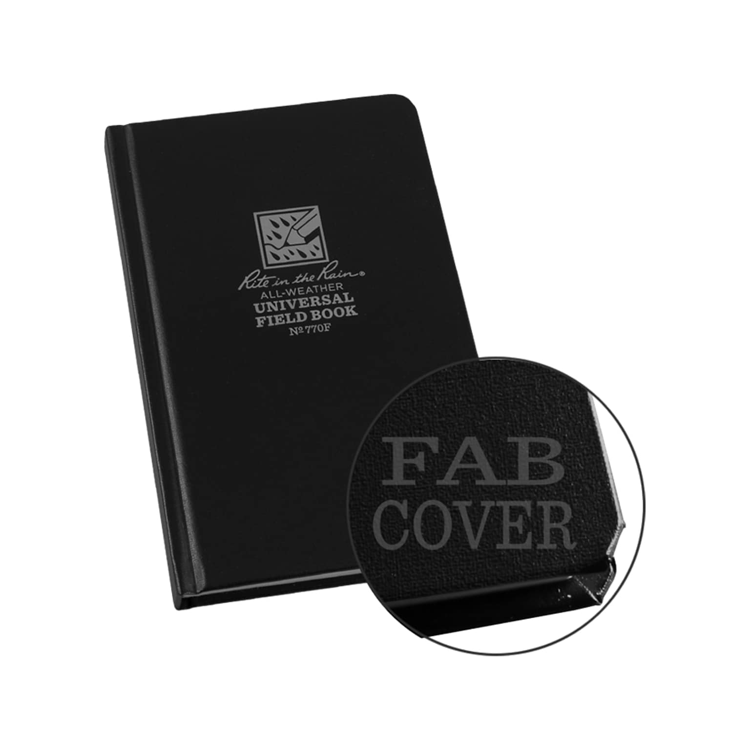 Rite In The Rain All-Weather Universal Memo Notebook, 4.38 x 7.25, Wide Ruled, 80 Sheets, Black (770F)