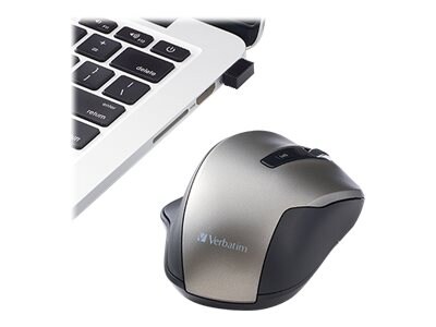 Verbatim Silent Wireless Ergonomic Optical Mouse, Graphite (70242)