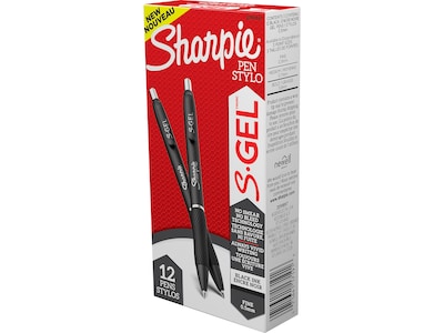 Sharpie S-Gel Retractable Gel Pen, Fine Point, Black Ink, Dozen (2096145)