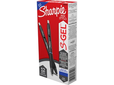 Sharpie S-Gel Retractable Gel Pens, 0.5 mm, Fine Point, Blue Ink, Dozen (2096146)