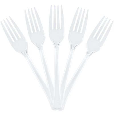 JAM Paper Premium Plastic Forks, Clear, 20 Disposable Forks/Pack (2255820743)