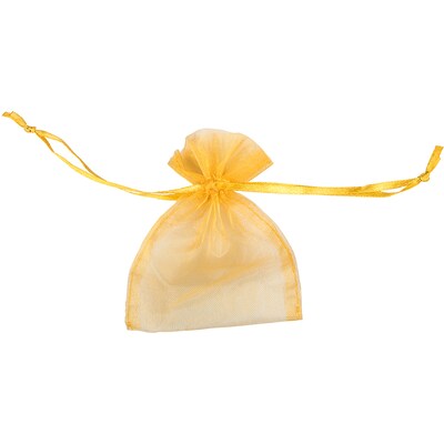 JAM Paper Solid Sheer Small Gift Bags, Gold, 96/Pack(SPC14K15B)